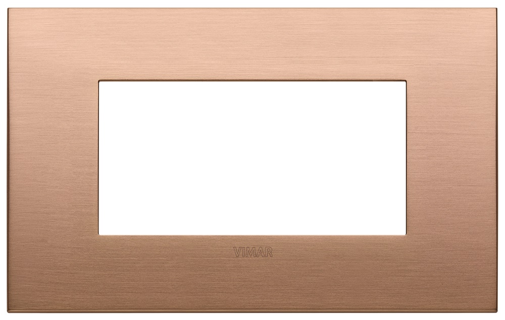Placca Classic 4 moduli rame spazzolato metallo design elegante per interni