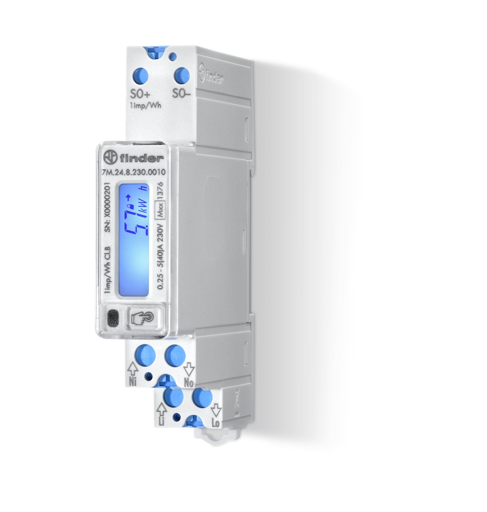Contatore energia monofase 40A digitale display retroilluminato misurazione consumo kW uso residenziale e commerciale montaggio guida DIN