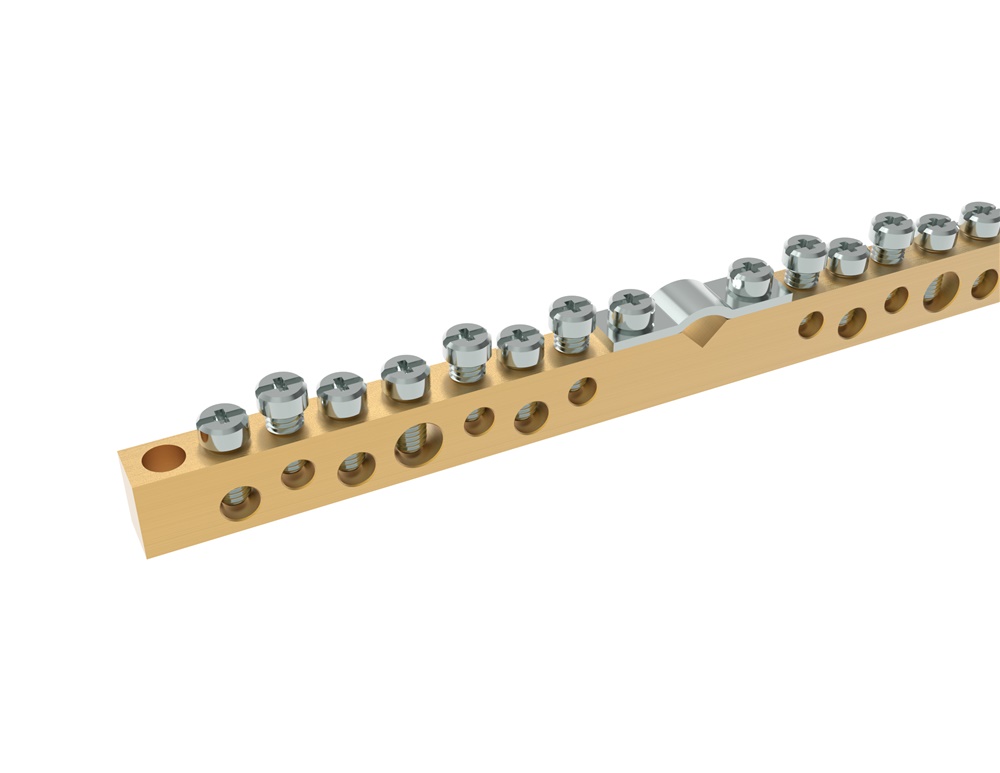 Morsettiera terra ottone 14 fori 165 mm per impianti elettrici industriali