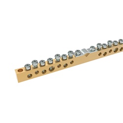 Morsettiera terra ottone 14 fori 165 mm per impianti elettrici industriali