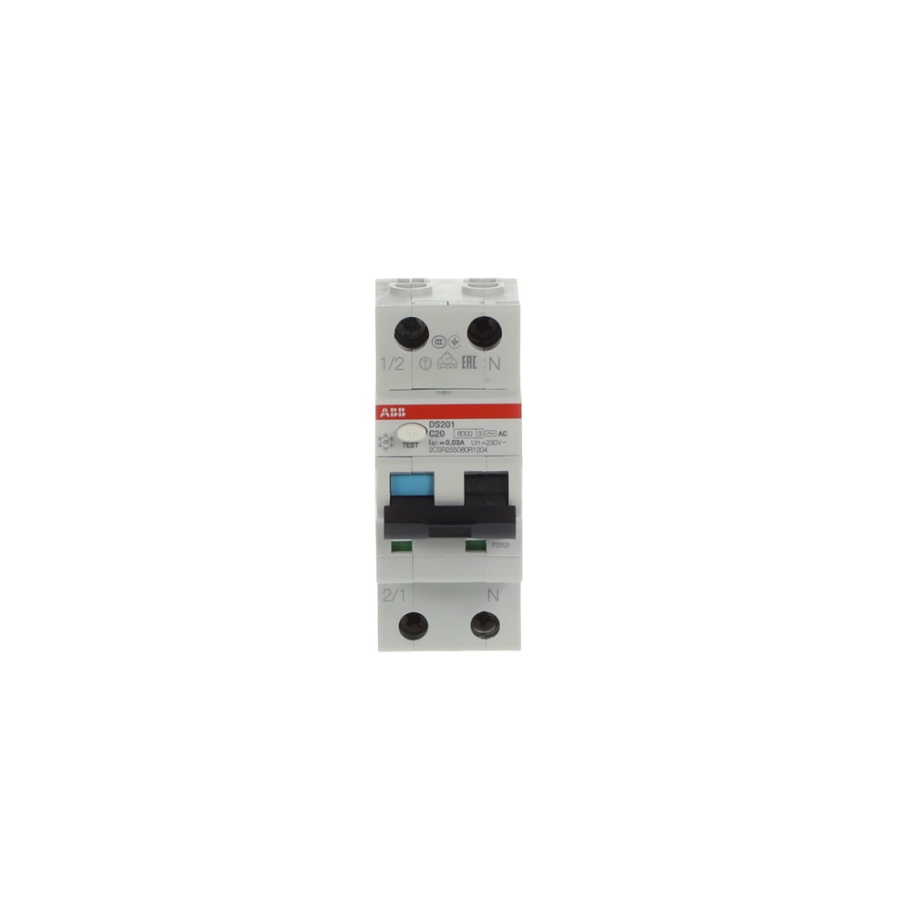 Interruttore differenziale magnetotermico DS201 1P+N 20A 30mA Tipo AC per protezione circuiti monofase