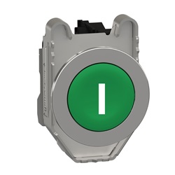 Pulsante verde con marcatura I filopannello 1NO