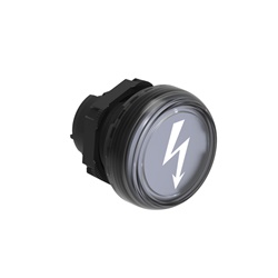 Testa indicatore luminosa trasparente Ø22mm simbolo tensione pericolosa serie Platinum senza base fissaggio