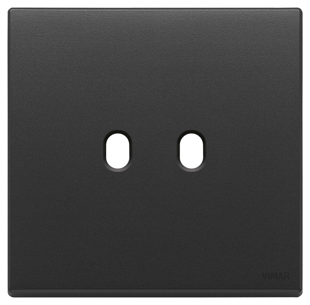 Placca 2 moduli metallo grigio antracite per comandi Vintage elettrica