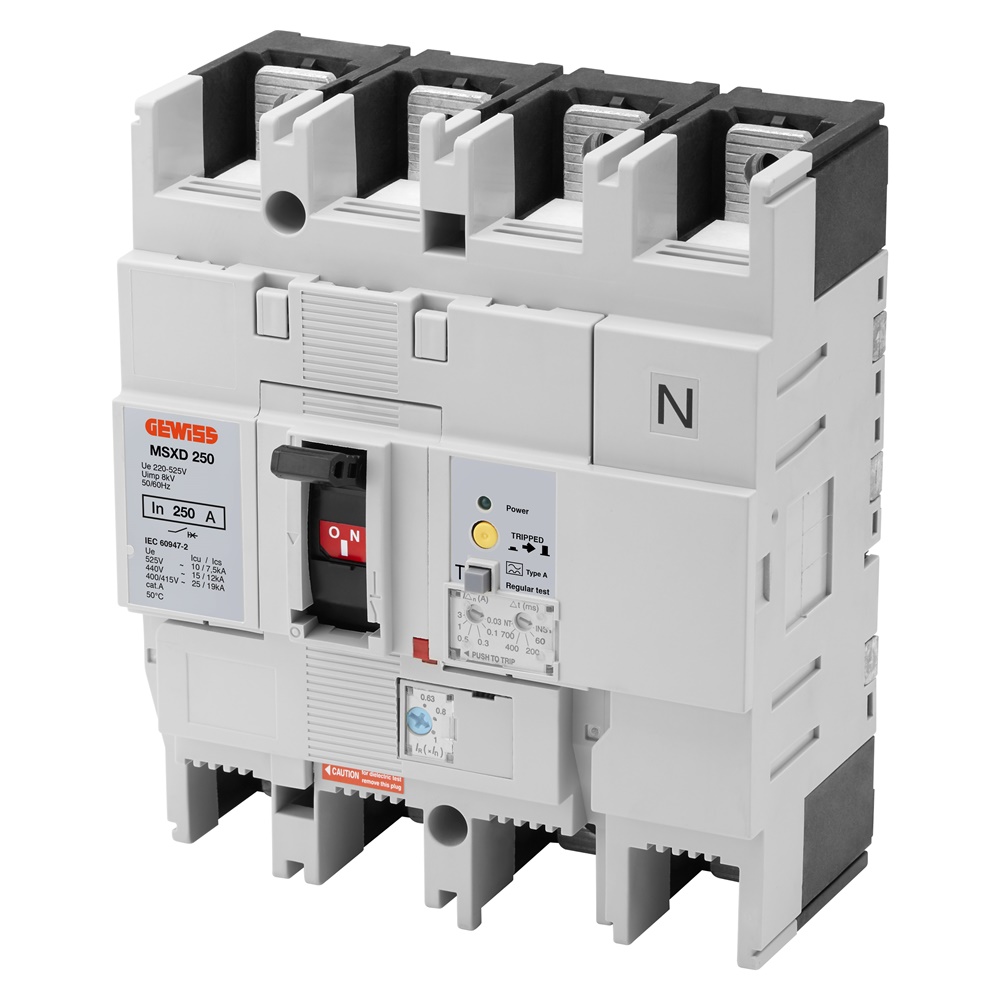 Interruttore scatolato MSXD 160A 3P+N 25kA magnetotermico distribuzione potenza