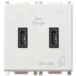 Alimentatore USB doppia uscita C 15W 3A 5V cavo 2m bianco per dispositivi elettronici