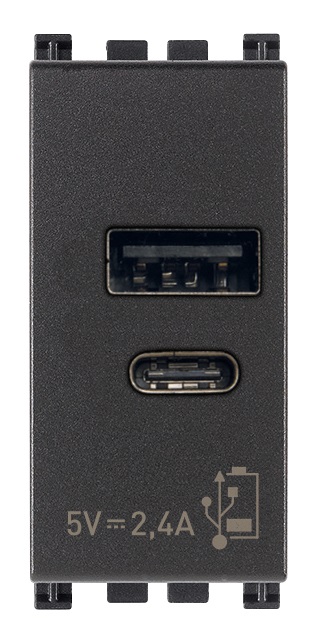Alimentatore USB A+C 5V 2,4A 1M grigio