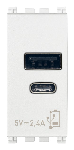 Alimentatore USB A+C 5V 2,4A 1M bianco