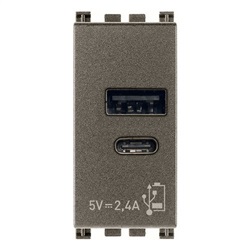 Alimentatore USB A+C 5V 2,4A 1M Metal 