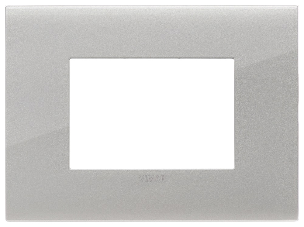 Placca Arké fit 3 moduli metallo argento per installazioni elettriche