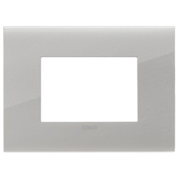 Placca Arké fit 3 moduli metallo argento per installazioni elettriche