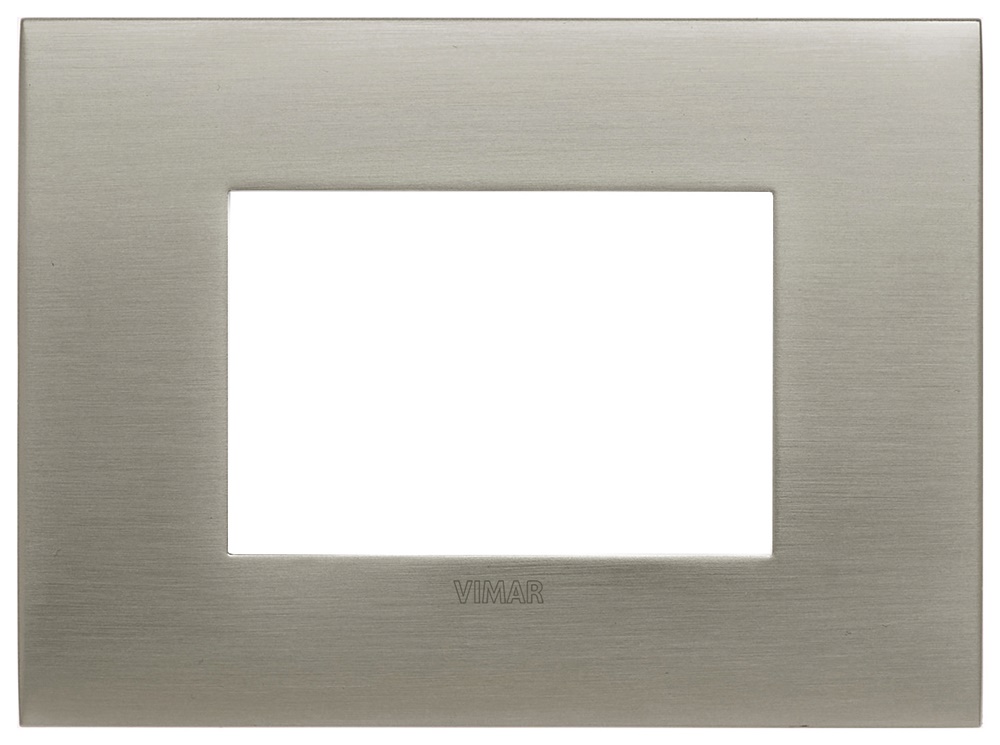 Placca Arké Fit 3 Moduli Acciaio Spazzolato Design Metallo Per Impianti Elettrici