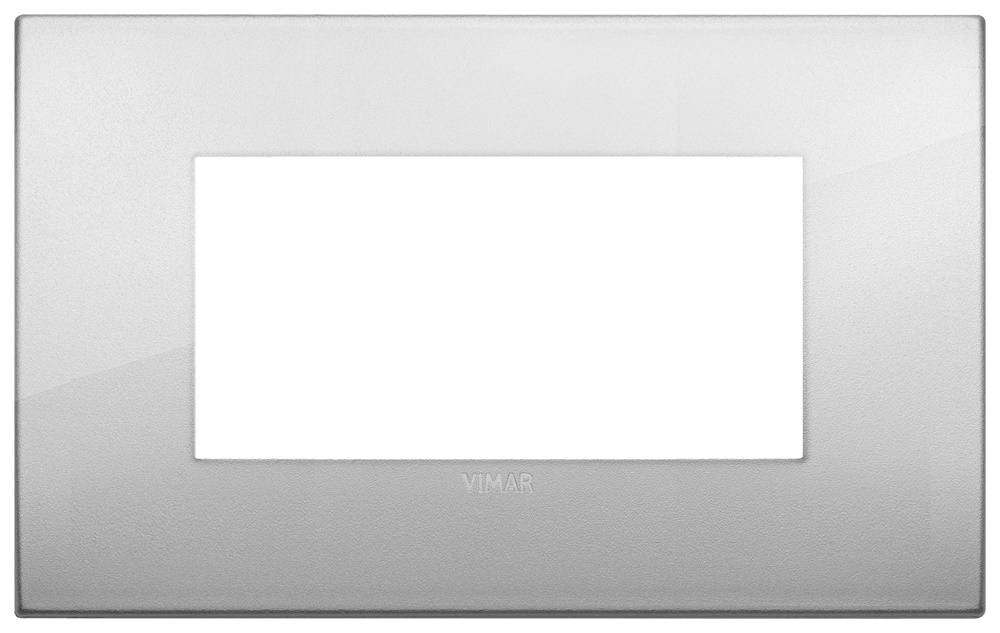 Placca Arké fit 4 moduli metallo argento per installazioni elettriche