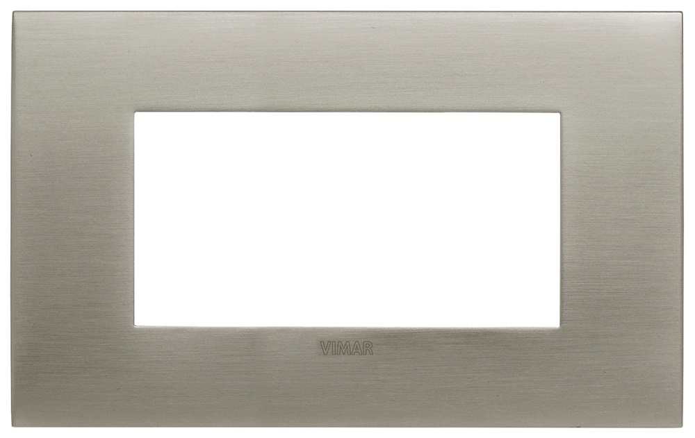 Placca Arké fit 4 moduli acciaio spazzolato metallo per installazioni elettriche