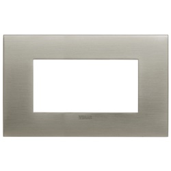 Placca Arké fit 4 moduli acciaio spazzolato metallo per installazioni elettriche