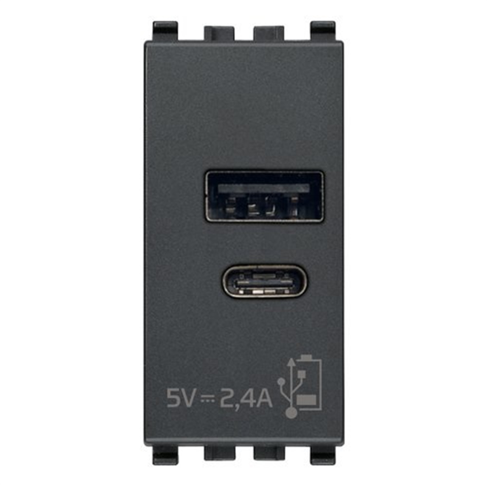 Alimentatore USB A+C 5V 2,4A 1M grigio 