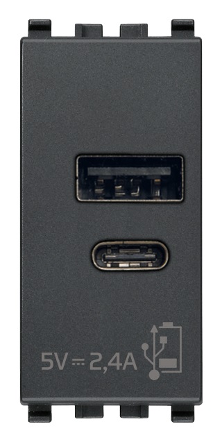 Alimentatore USB A+C 5V 2,4A 1M grigio