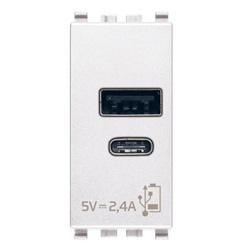 Alimentatore USB A+C 5V 2,4A 1M bianco 