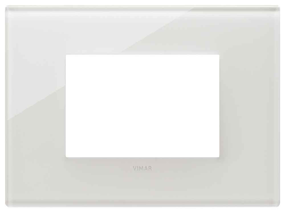Placca 3 moduli cristallo bianco latte per impianti elettrici