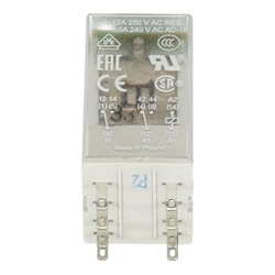 Relè interfaccia pluggable 12V DC 2 contatti commutazione 250V 12A per automazione controllo industriale