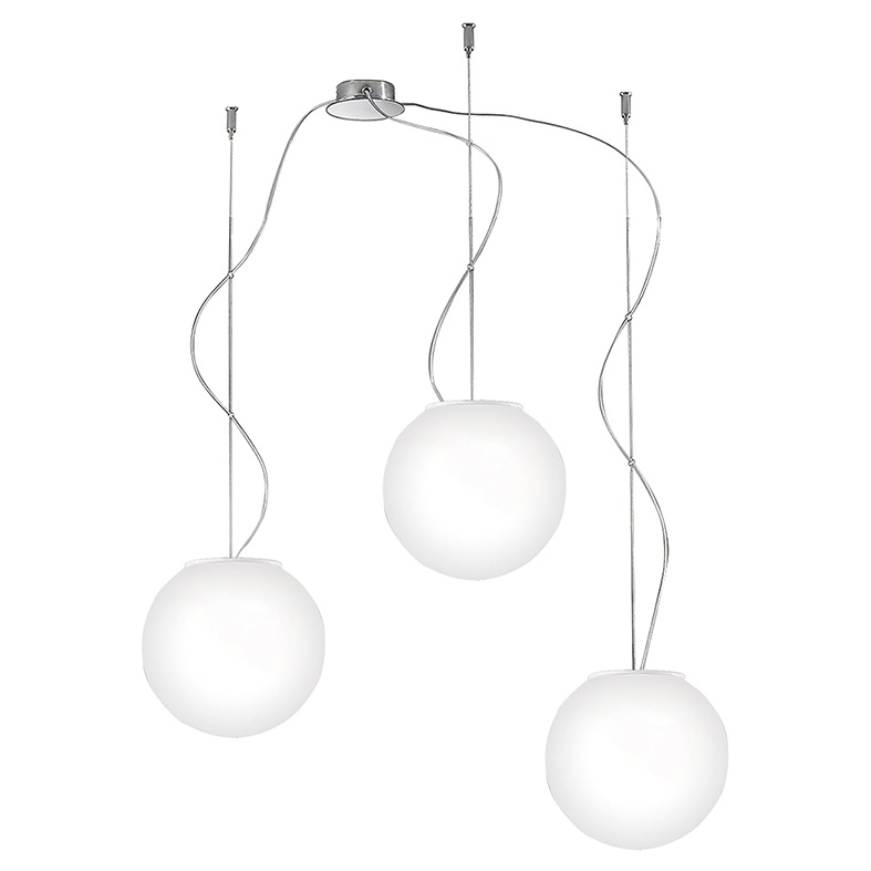 Sospensione 3 elementi vetro satinato bianco design moderno interni