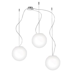 Sospensione 3 elementi vetro satinato bianco design moderno interni