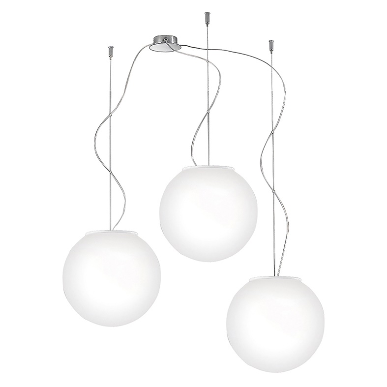 Sospensione 3 elementi bianca vetro satinato E27 design moderno ambienti interni