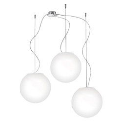 Sospensione 3 elementi bianca vetro satinato E27 design moderno ambienti interni