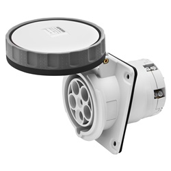 PRESA FISSA DA INCASSO A 10° HP - IP66/IP67 - 3P+N+T 63A 600-690V 50/60HZ - NERO - 5H - CABLAGGIO A MANTELLO