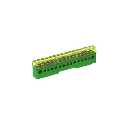 Morsettiera unipolare isolata 80A 15 fori verde per impianti elettrici professionali