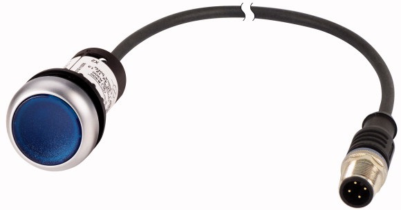 Pulsante luminoso piatto ad impulso LED azzurro 24V IP66-69K uso industriale