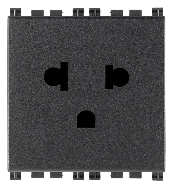 Presa SICURY 2P+T 16A 250V standard euroamericano polarizzato grigio 2 moduli