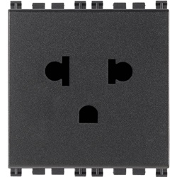 Presa SICURY 2P+T 16A 250V standard euroamericano polarizzato grigio 2 moduli