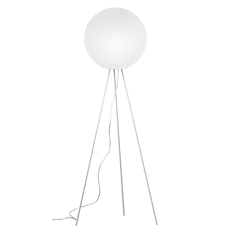 Piantana bianca treppiede vetro satinato portalampada E27 illuminazione interna funzionale design moderno