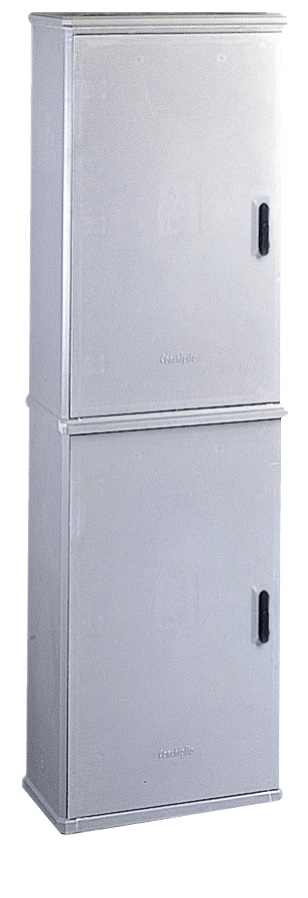 Armadio vetroresina grigio RAL 7040 2 vani serratura cremonese IP44 IK10 CEI EN 62208