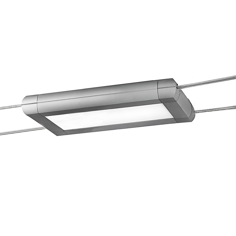 Sistema a tesata LED 20W grigio con corpo orientabile e compatibilità lampadine GU10 R7s E27 per illuminazione interna professionale e residenziale