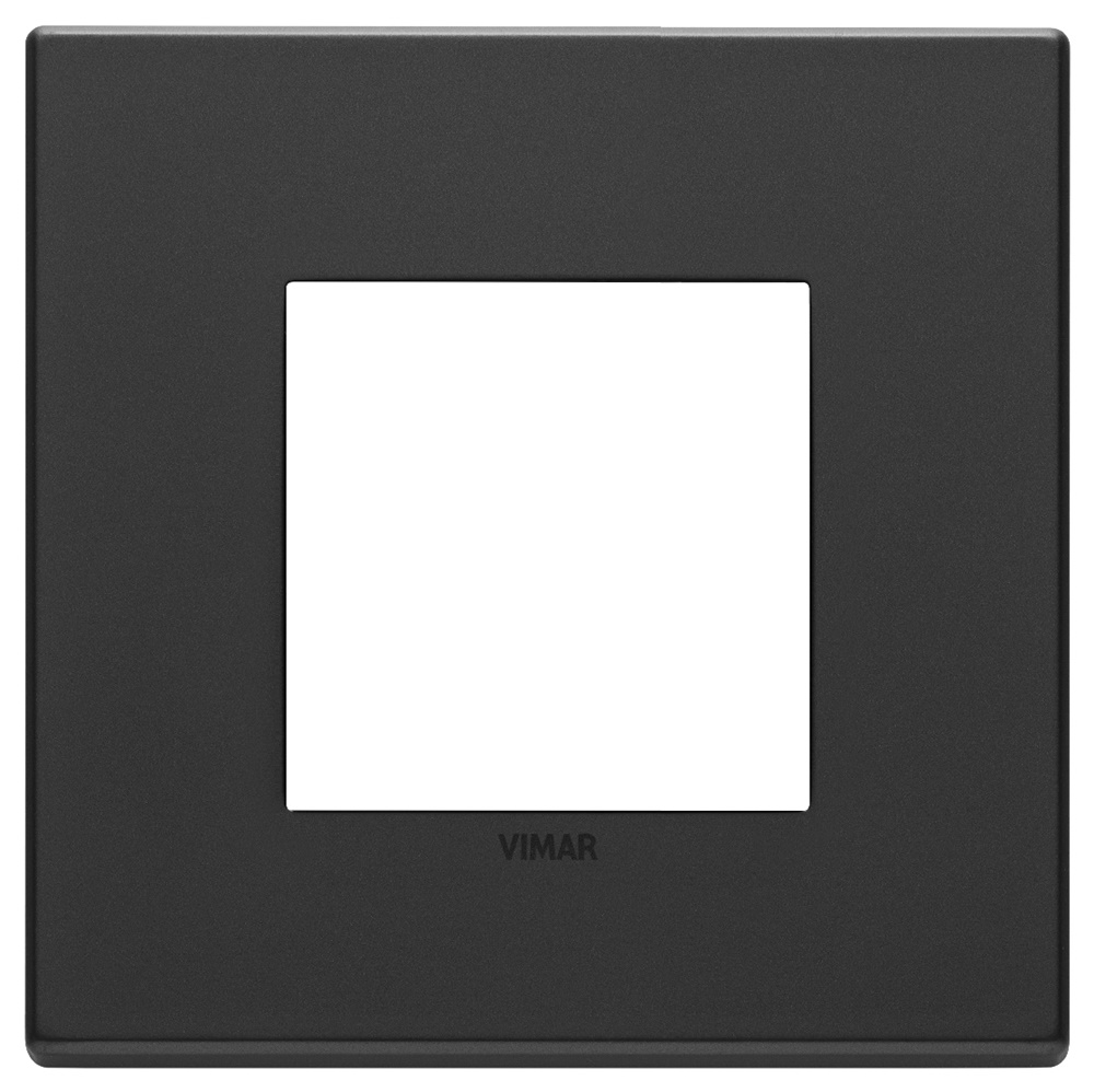 Placca 2 moduli metallo grigio antracite per installazioni elettriche