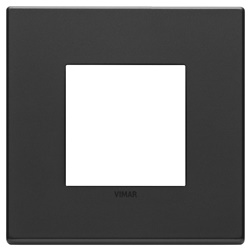 Placca 2 moduli metallo grigio antracite per installazioni elettriche