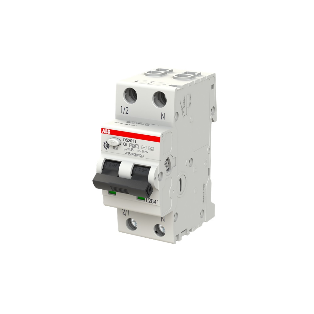 Interruttore Differenziale Magnetotermico DS201 L 1P+N 6A 300mA Tipo AC per Protezione Circuiti Monofase