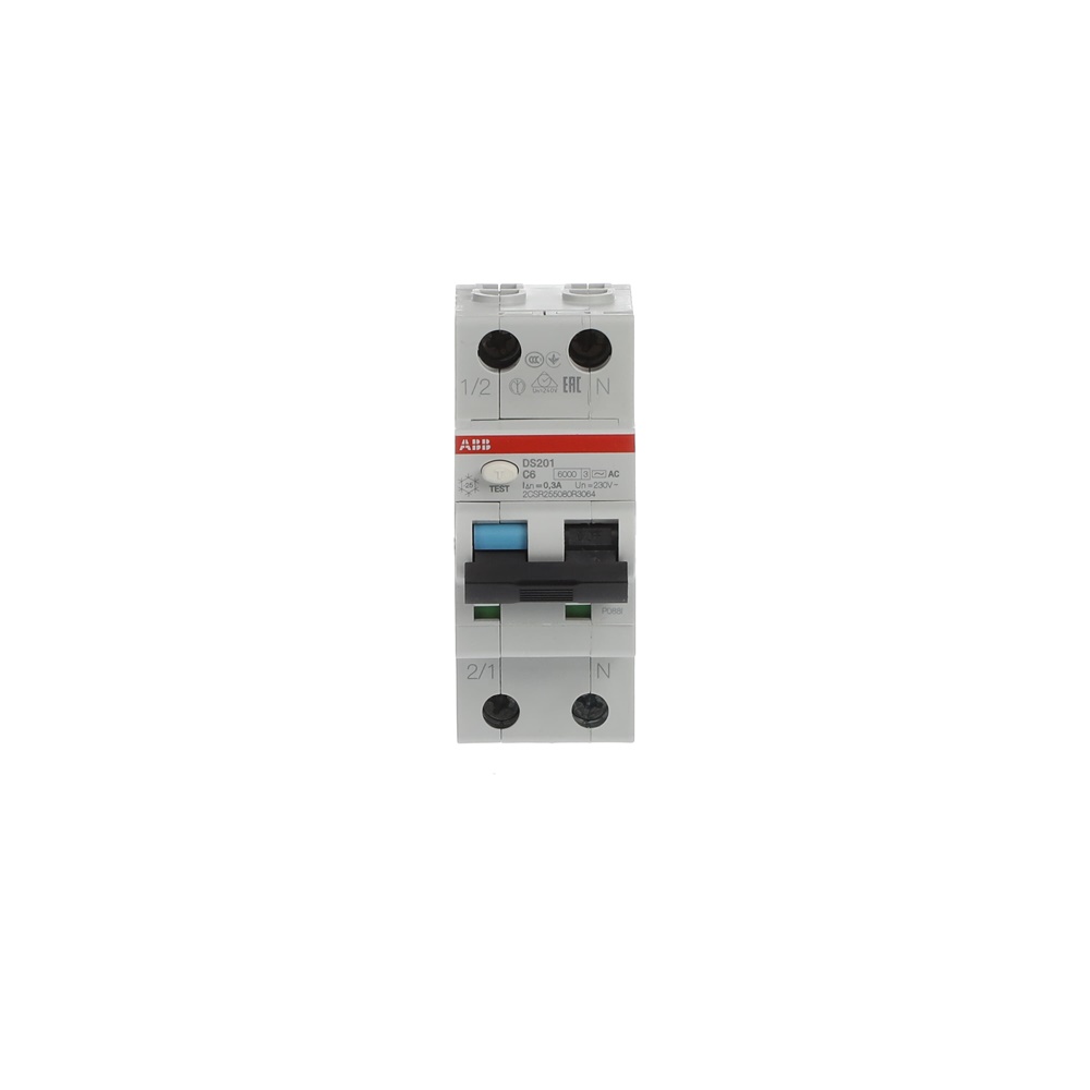 Interruttore Differenziale Magnetotermico DS201 1P+N 6A Tipo AC 300mA Protezione Circuiti Monofase