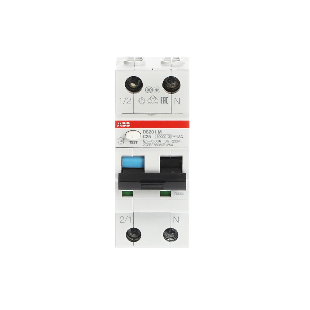 Interruttore Differenziale Magnetotermico DS201 M 1P+N 30mA 25A Tipo AC per Protezione Circuiti Monofase