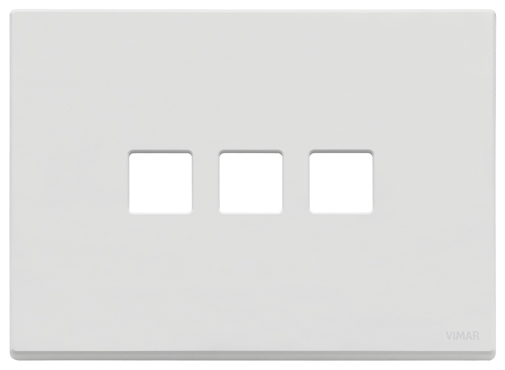 Placca 3 moduli Flat metallo bianco matt per comandi elettrici