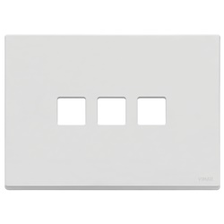 Placca 3 moduli Flat metallo bianco matt per comandi elettrici