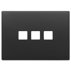 Placca 3 moduli Flat metallo grigio antracite per comandi elettrici