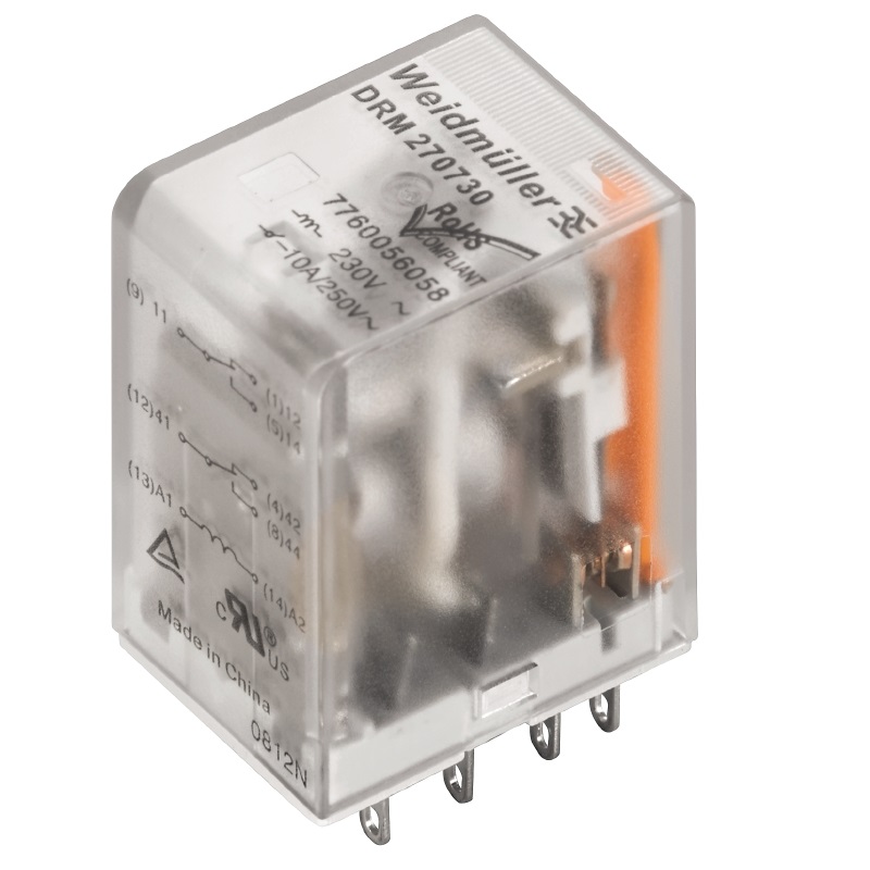 Minirelè industriale 24 V AC 4 contatti scambio 250 V 5 A per segnali digitali