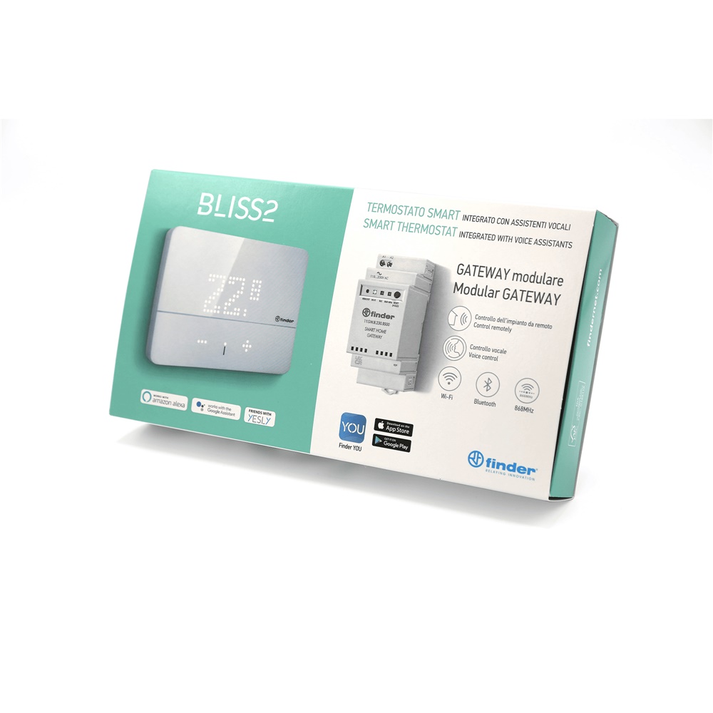 Termostato smart Bliss2 controllo remoto Wi-Fi Bluetooth assistenti vocali comfort risparmio energetico casa