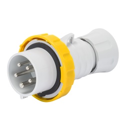 SPINA MOBILE DIRITTA HP - IP66/IP67/IP68/IP69 - 3P+N+T 32A 100-130V 50/60HZ - GIALLO - 4H - CABLAGGIO RAPIDO