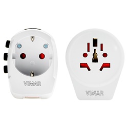 Adattatore universale viaggio 110-240V con 3 spine selezionabili e doppia porta USB 12W bianco