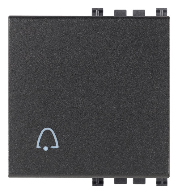 Tasto 2 moduli simbolo campanello illuminabile grigio per impianti elettrici