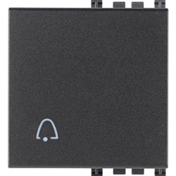 Tasto 2 moduli simbolo campanello illuminabile grigio per impianti elettrici